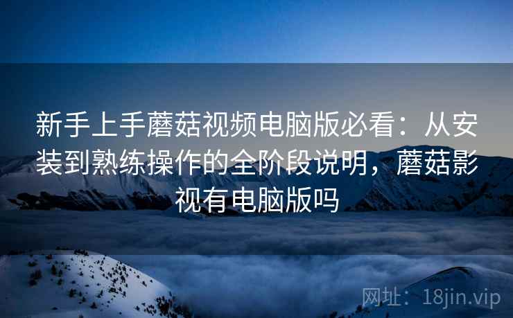 新手上手蘑菇视频电脑版必看：从安装到熟练操作的全阶段说明，蘑菇影视有电脑版吗