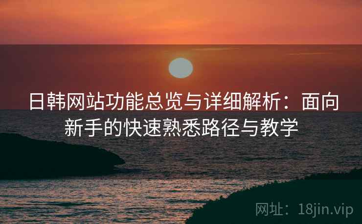 日韩网站功能总览与详细解析：面向新手的快速熟悉路径与教学